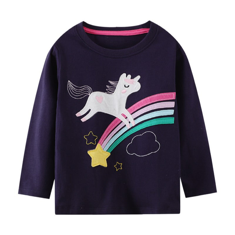 Kid Baby Girl Long Sleeved Embroidered Autumn Knitted Shirts Top