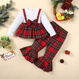 Kid Baby Girls Fall Winter Explosive Plaid Printed Christmas Sets 2 Pcs