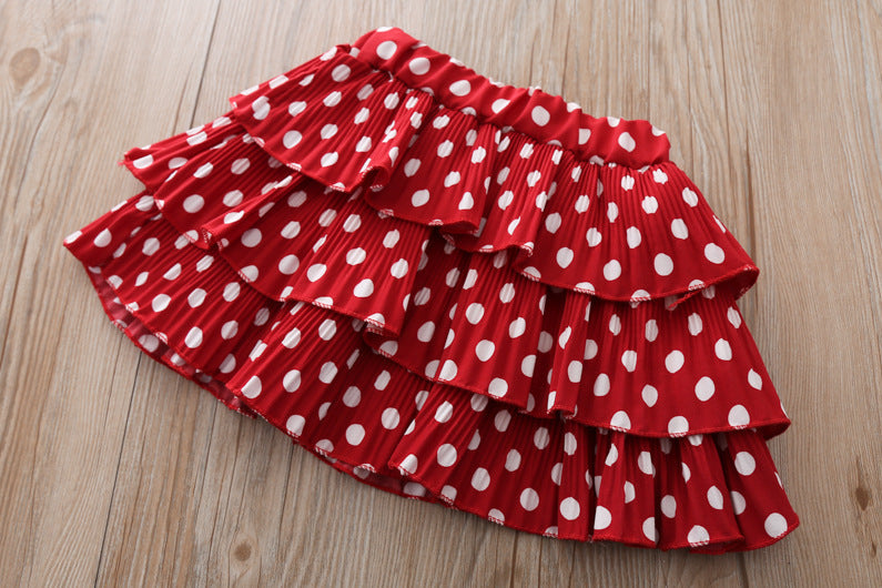 Summer Kid Baby Girls Love Short Sleeve Polka Dot 2 Pcs Sets