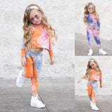 Kid Baby Boy Girl Casual Tie-dye Sportswear Sets 2 Pcs