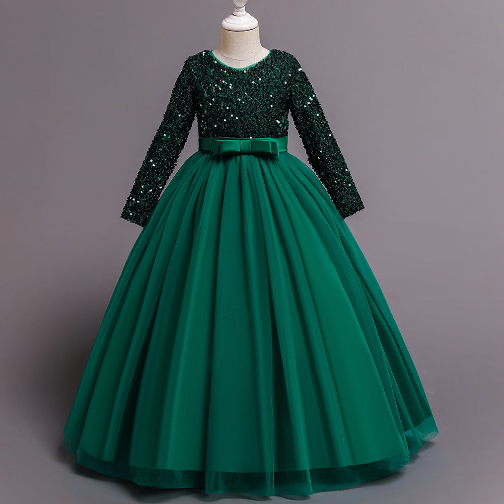 Kid Girls Long Sequined Princess Dresses