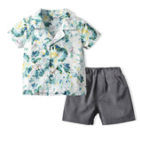 Kid Baby Girl Summer Lapel Short-sleeve Leisure Holiday 2 Pcs Set