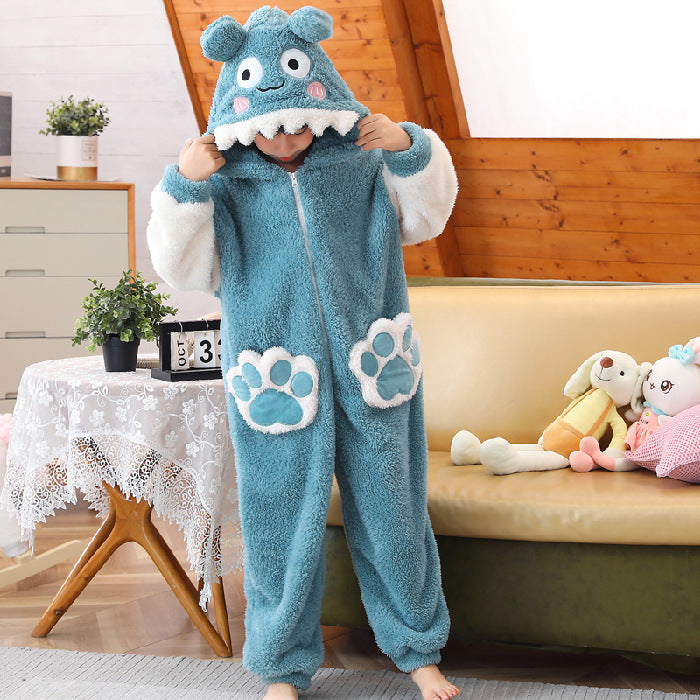 Kid Baby Girl One-piece Winter Flannel Thickened Warm Pajamas