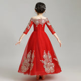 Kid Girl Flower Princess Peformance Long Sleeves Dresses