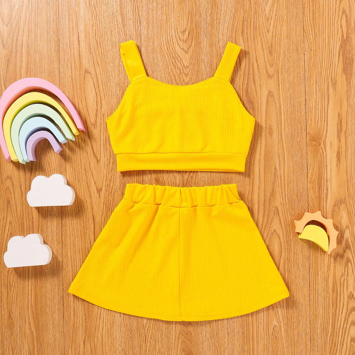 Kid Baby Girl Solid Fashion Summer Ins 2 Pcs Set