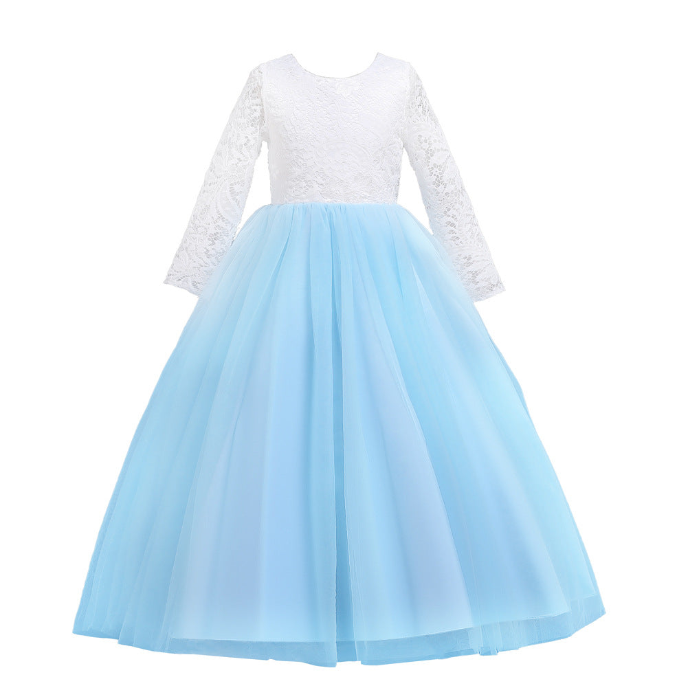Kid Girl Flower Wedding Lace Gauze Dresses 3-12T
