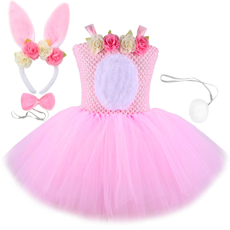 Easter Bunny Pink Kid Baby Girl Unicorn Tutu Mesh Dresses