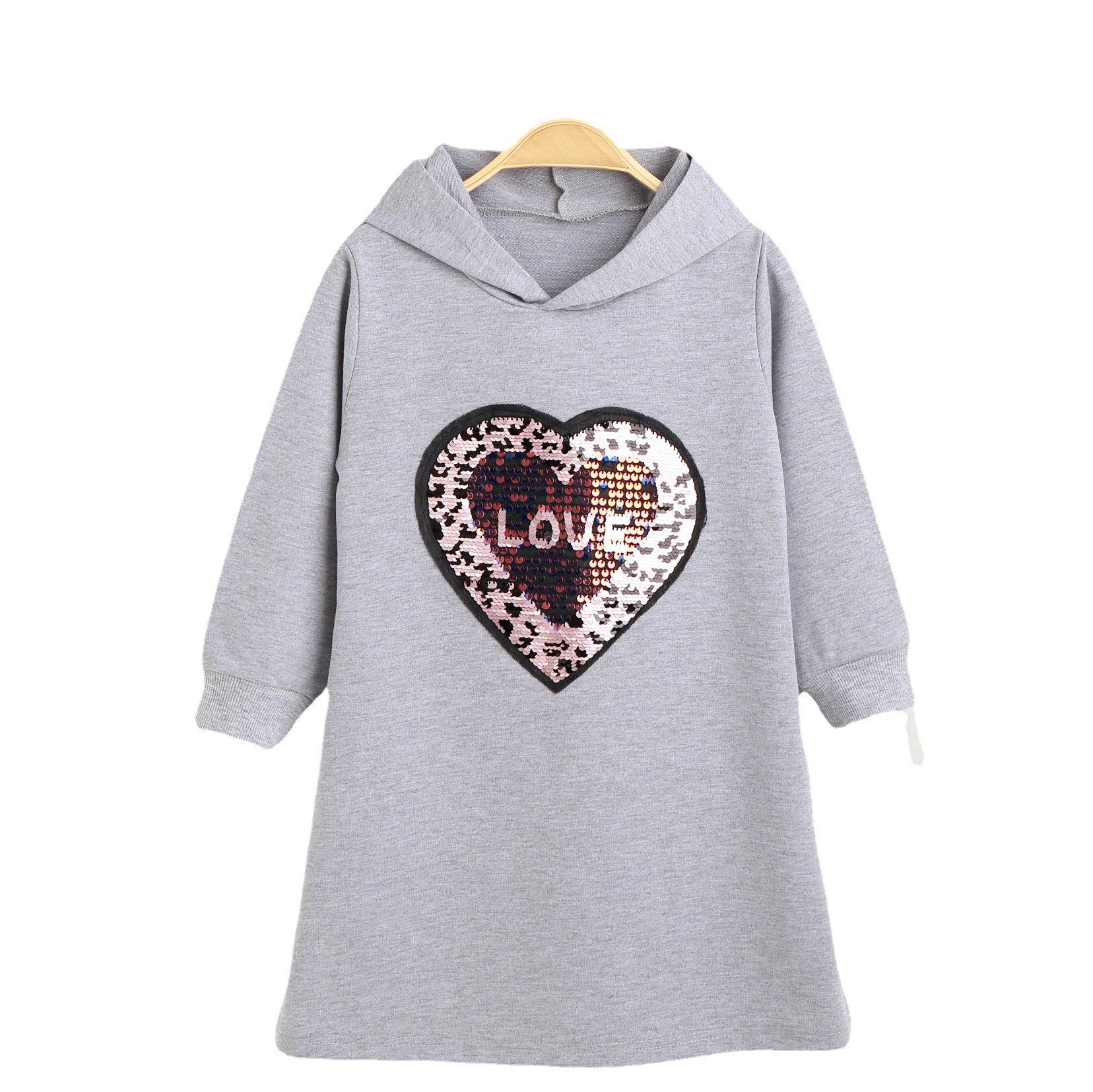 Kid Baby Girl Sequins Flip Cartoon A-line Sweatshirt Hoodie