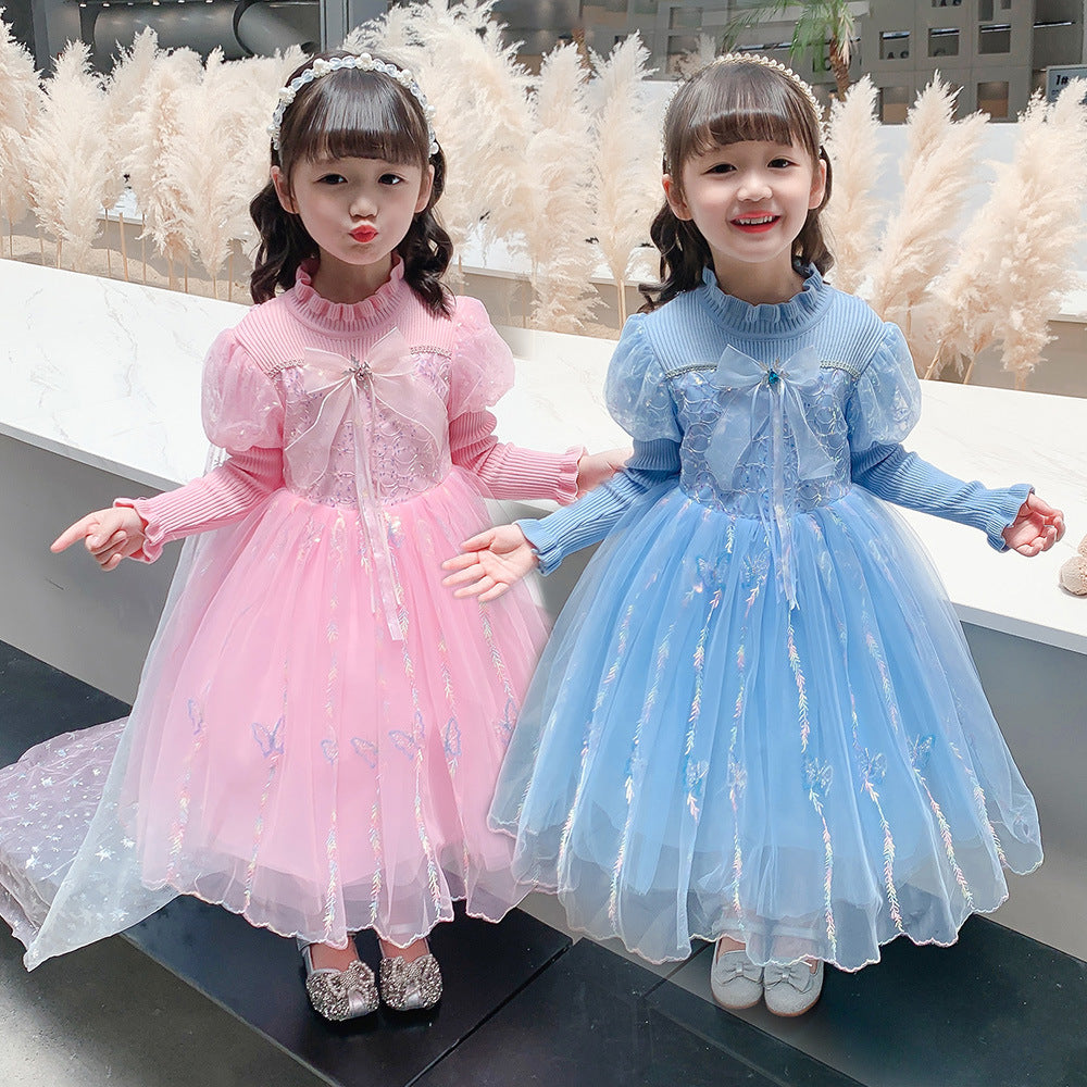 Kid Baby Girls Princess Elsa Long Sleeve Dress