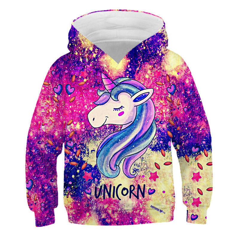 Kid Girls Boy Unicorn Hoodies Cartoon Sweatshirt Casual Pullover