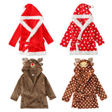 Kid Baby Girl Christmas Robe Winter Polka Dot Belt Pajamas