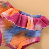 Baby Girl Briefs Suit Summer Long Sleeve Tie-dye Climbing Suit 2 Pcs Sets