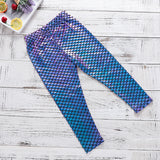 Kid Baby Girl Pants Blue Magic Color Fish Scale Gradual Leggings