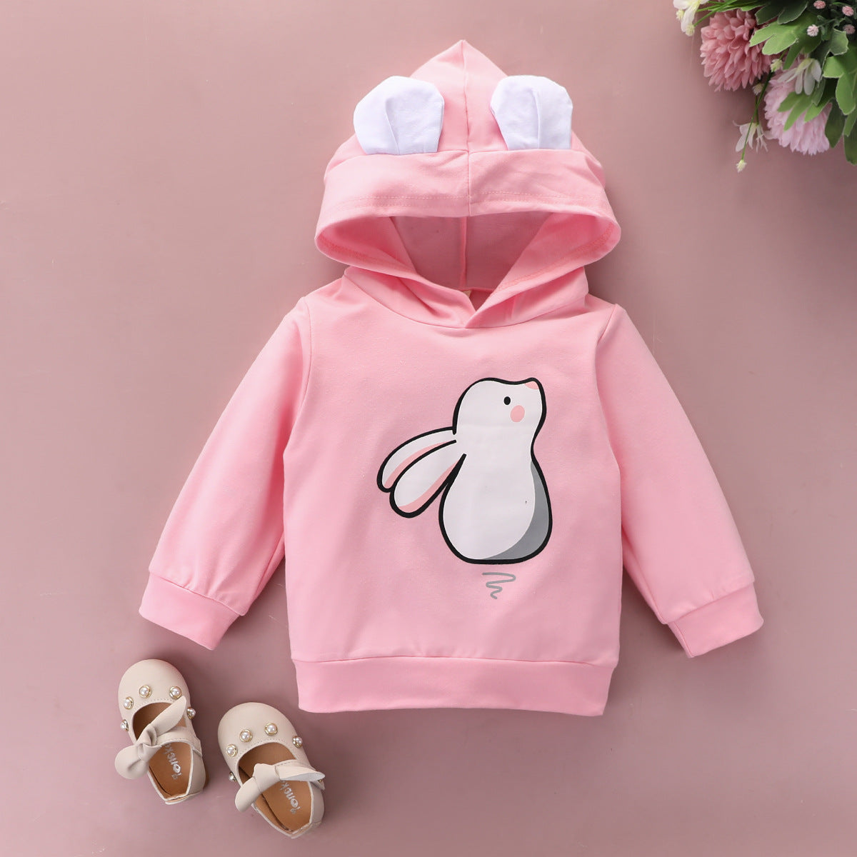 Kid Baby Girl Hoodie Bunny Print Cute Long Sleeve Easter Bunny Coats