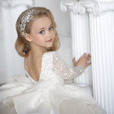 Kid Girl Formal Long Sleeve Lace Sequins Wedding Princess Bridesmaid Dress