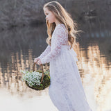 Kid Girl Long Lace Rose Embroidered Flower Mesh Yarn Dresses