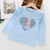 Kid Baby Girls Long-sleeved Autumn Westernized Round Neck Shirt
