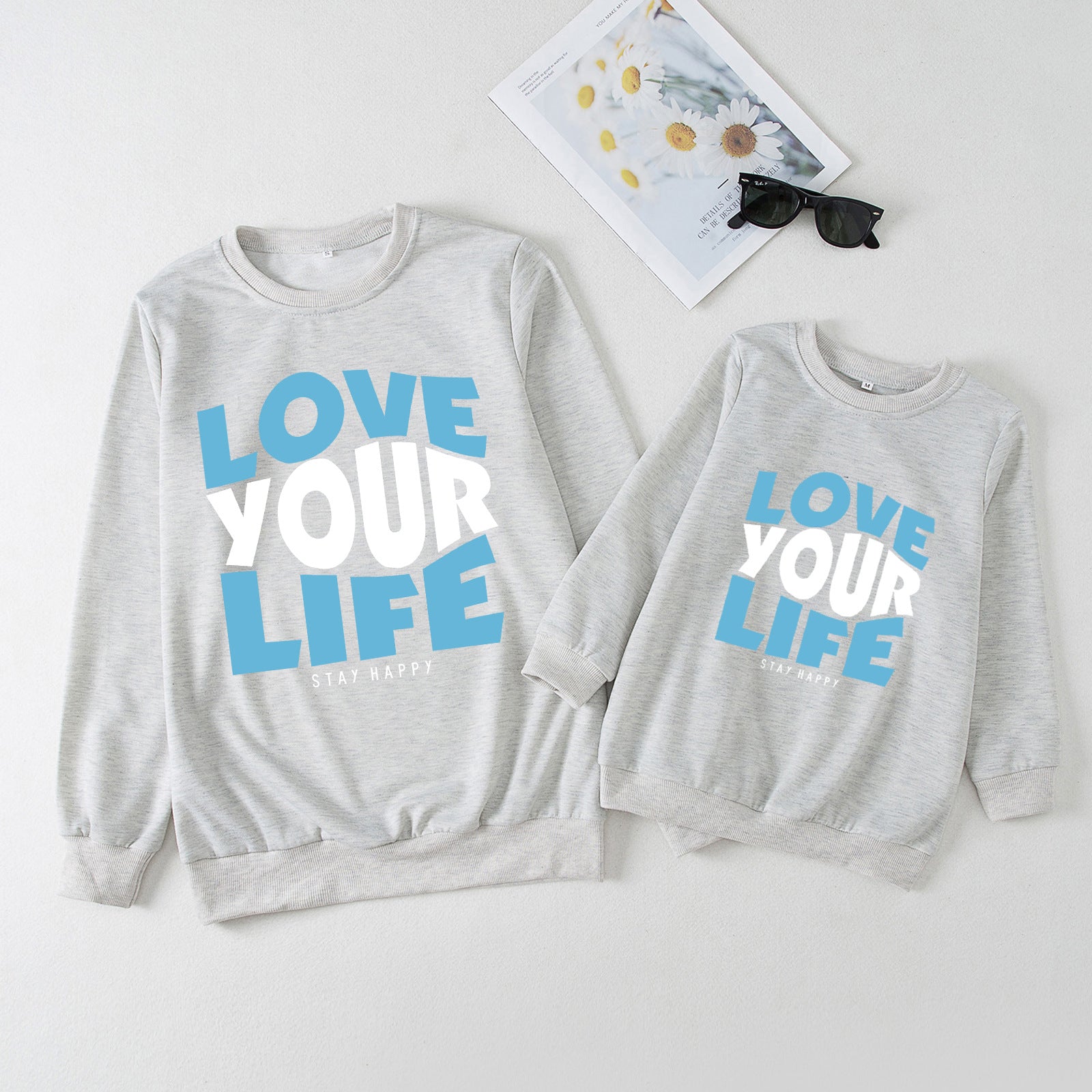 Family Matching Parent-child Father-son Round Neck Long Sleeves Shirts