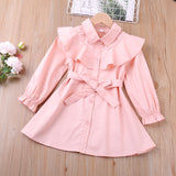 Spring Autumn New Kid Baby Girls Korean Lapel Pure Coat Outwear