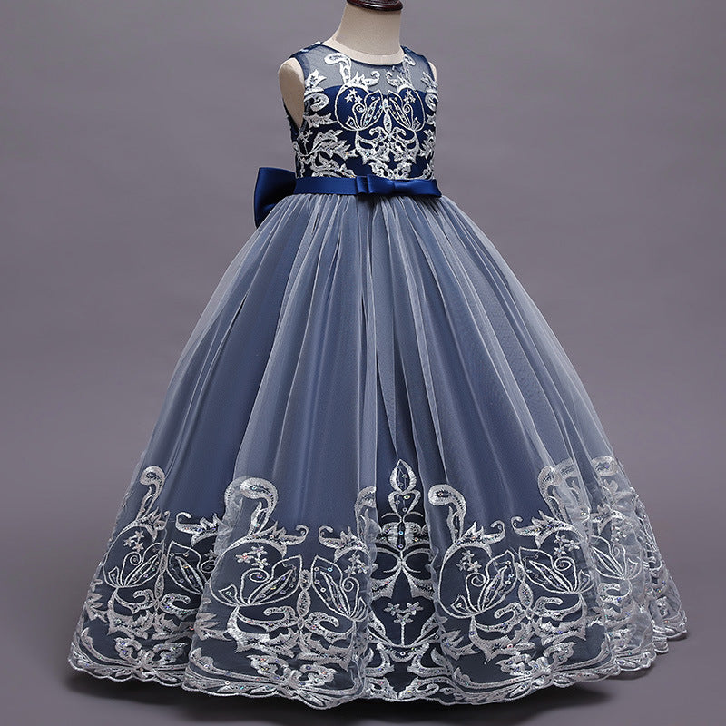 Kid Girl Princess Floral Lace Gown Sequins Gradual Change Dresses