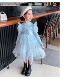Kid Baby Girl Princess Autumn Knitted Sequins Cake Dress