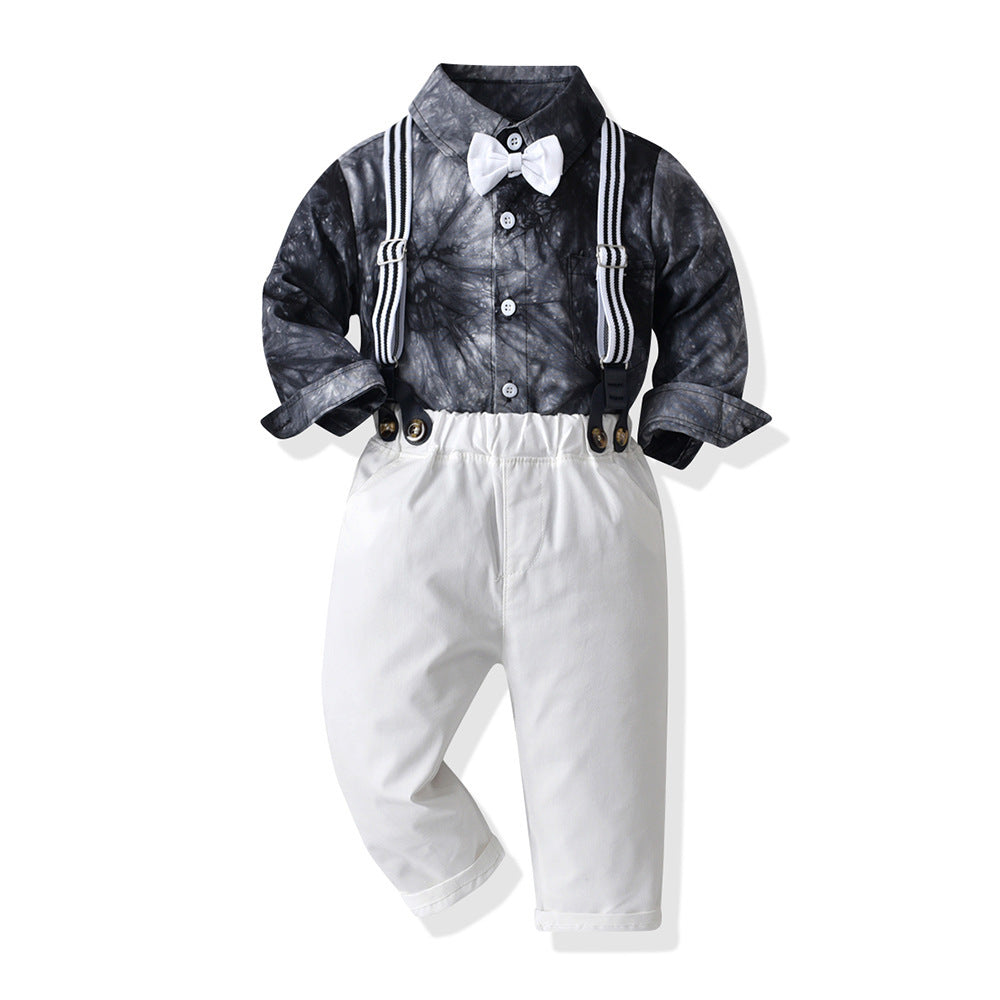 Kid Baby Boy Long Sleeve Overalls Suit 2 Pcs Sets