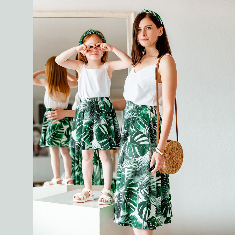 Family Matching Mother Daughter Halter Hawaiian Vacation Striped Dresses