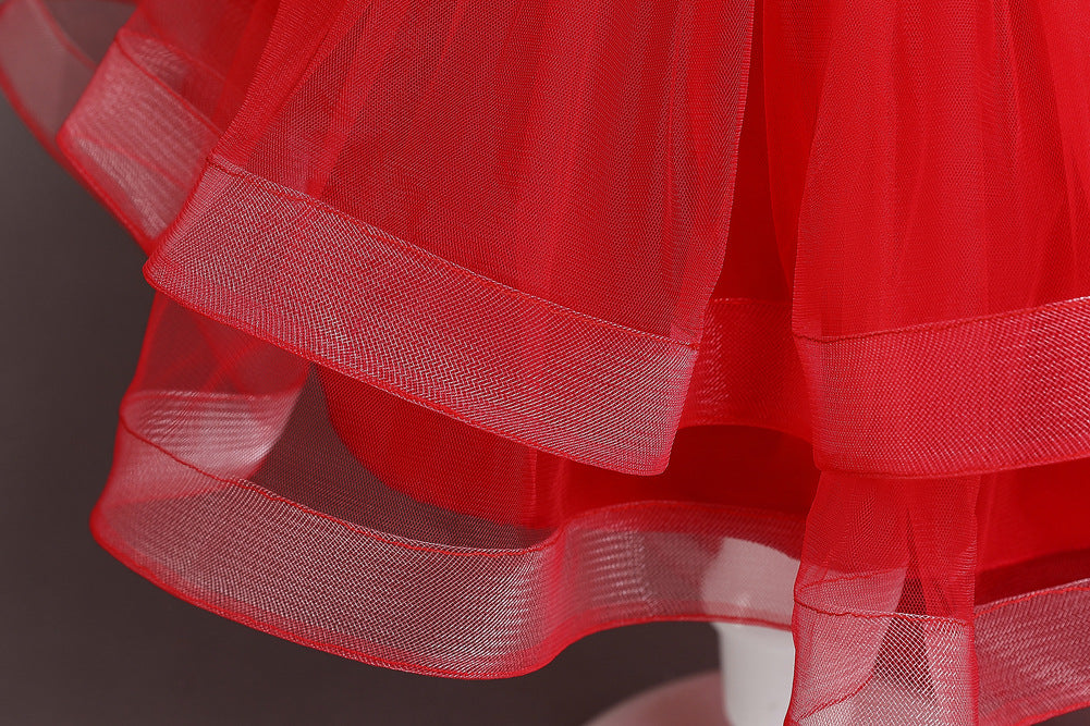 Kid Girl Princess Christmas Embroidered Trailing Show Dresses