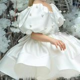 Kid Baby Girl Princess White Pompous Yarn Evening Flower Dresses