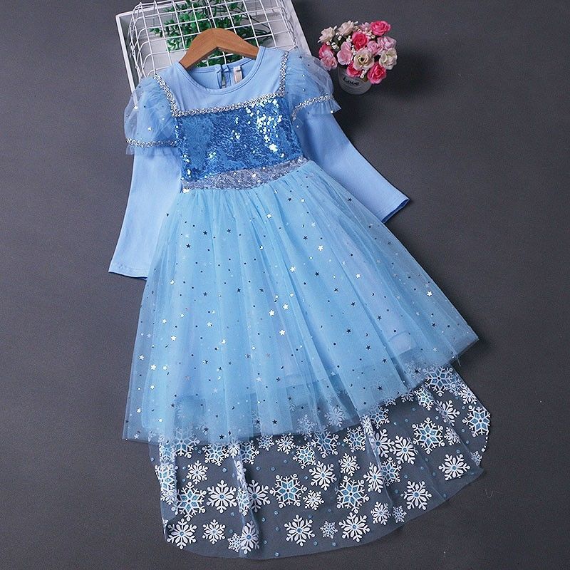Kid Girl Princess Pure Cotton Spring/Autumn Frozen Elsa Dresses