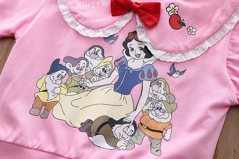 Kid Baby Girl Doll Collar Cute Snow White Print T-shirt