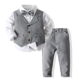 Kid Baby Boy Banquet Gentlemen Solid Handsome 2 Pcs Sets