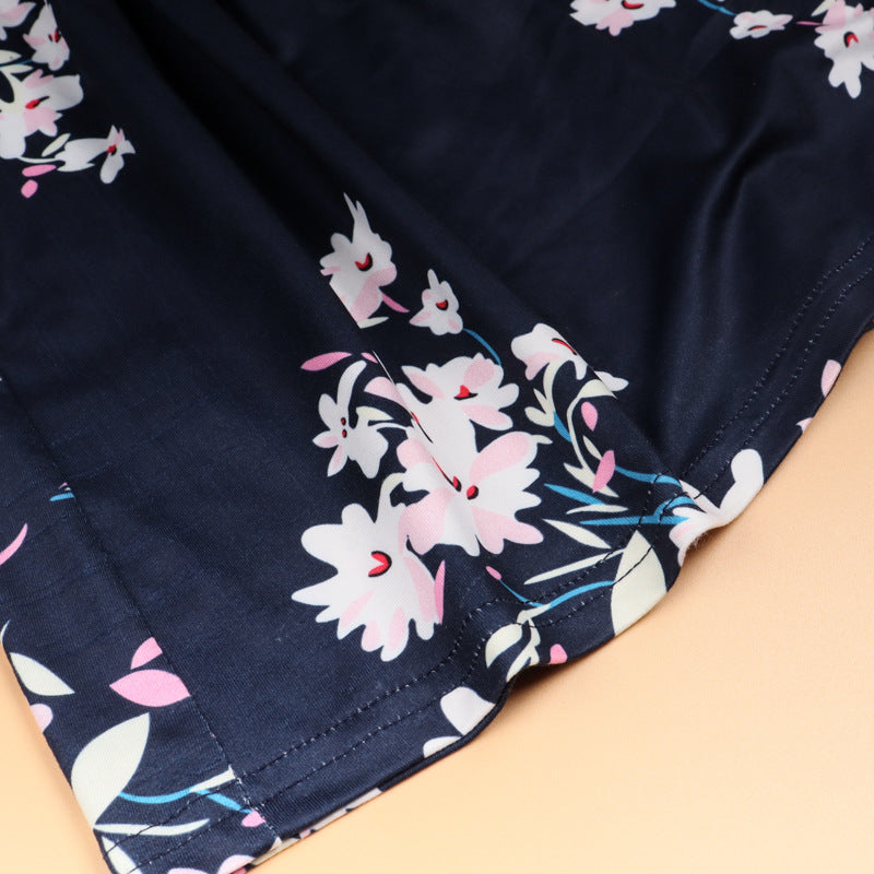 Family Matching Mother- daughter Floral Print Holiday Beach Dresses