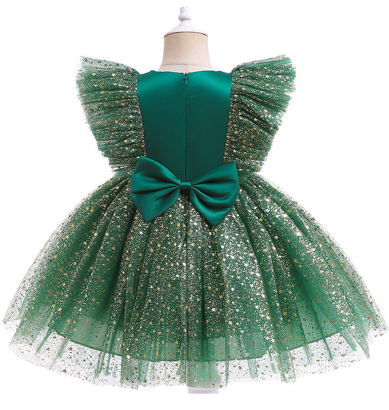 Kid Baby Girl Christmas Popular First Year Mesh Princess Dress