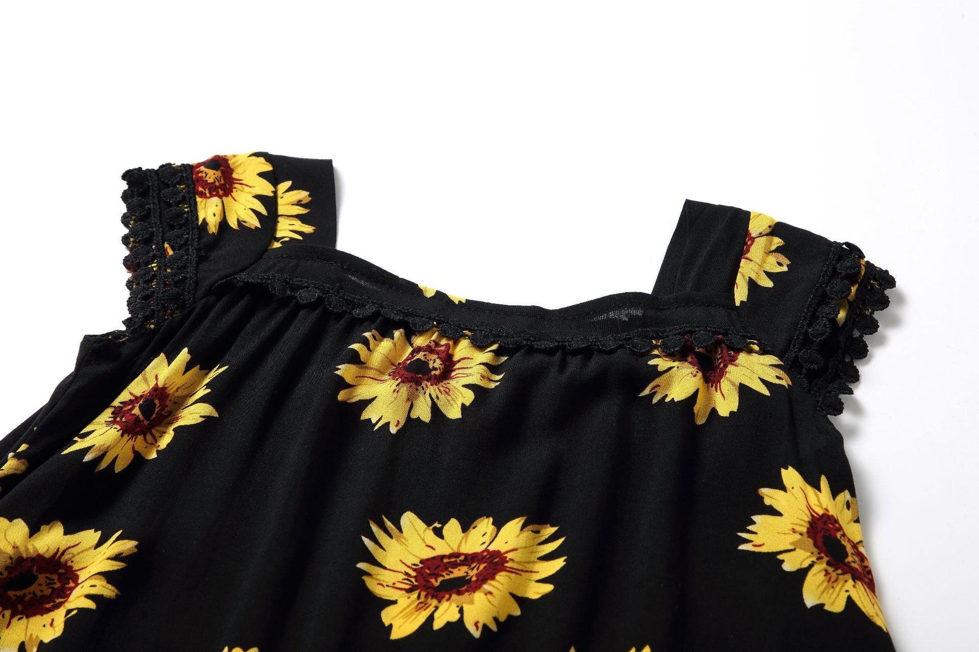 Family Matching Flower Printed V-neck Parent-child Dresses