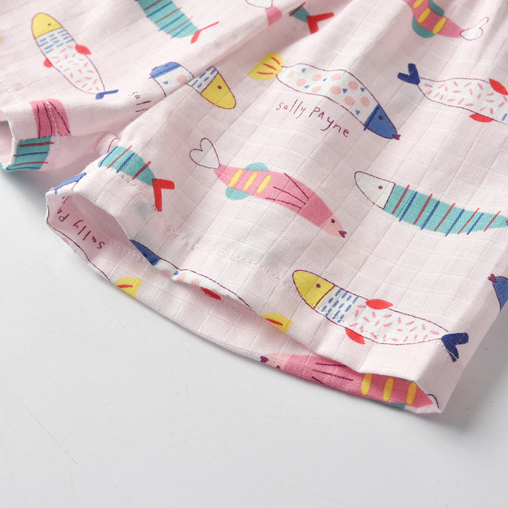 Kid Baby Boy GirlCotton Pajamas Summer Short Sleeve Cartoon Casual 2 Pcs