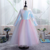 Kid Girl Sequins Puffy Long-sleeved Mesh Princess Dresses