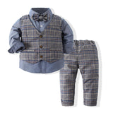 Kid Baby Boys Gentlemen Suit Long Sleeve Bow Tie 2 Pcs Set