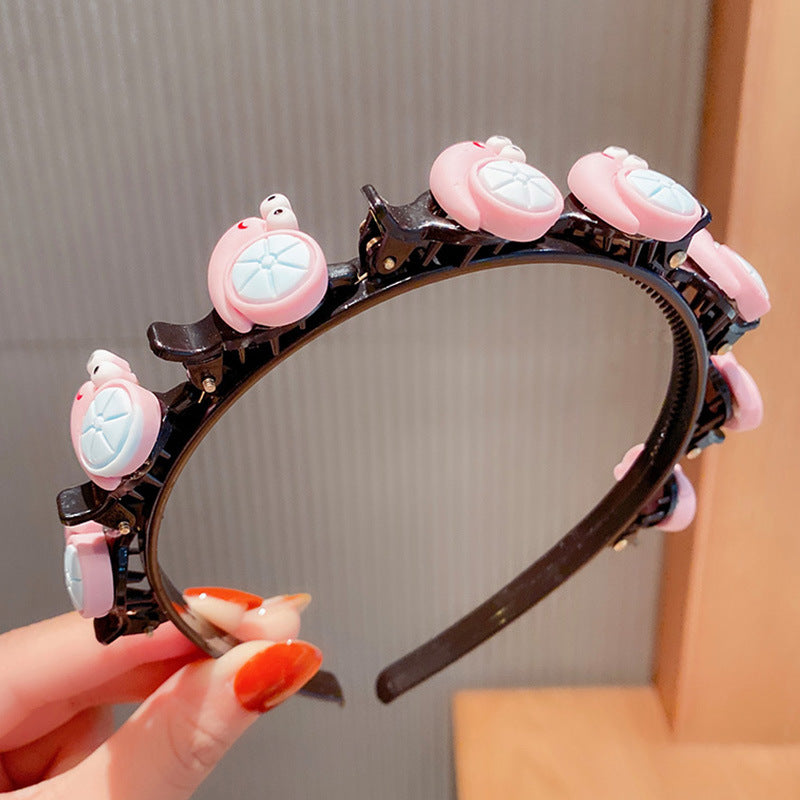 Kid Girl Braided Headband Clip Cute Cartoon Headwear