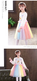 Autumn Spring Kids Girl Unicorn Long Sleeve Dresses