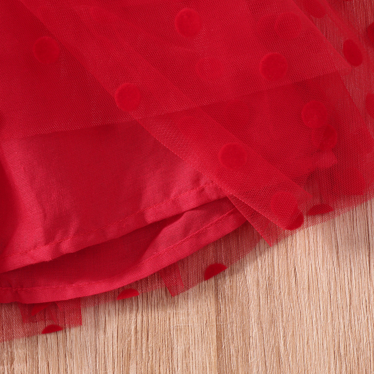 Kid Girl Long Sleeve Polka Dot Lace Princess Gauze Dress