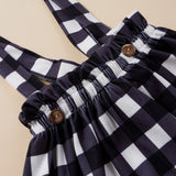 Infants Baby Girls Set Valentine's Day Long Sleeve Plaid Love Strap 2 Pcs Sets