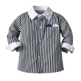 Kid Baby Boy Suit Long Sleeve Striped Suspenders Birthday Suits 2 Pcs Sets