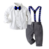 Kid Baby Boy Suit Autumn Long Sleeve Plaid Checked 2 Pcs Sets
