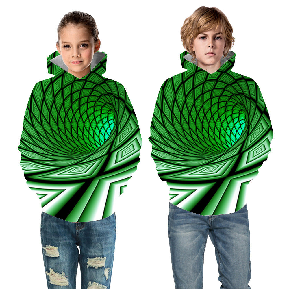 Kids Boy Girl Sports 3D Cartoon Whirlpool Hoodie