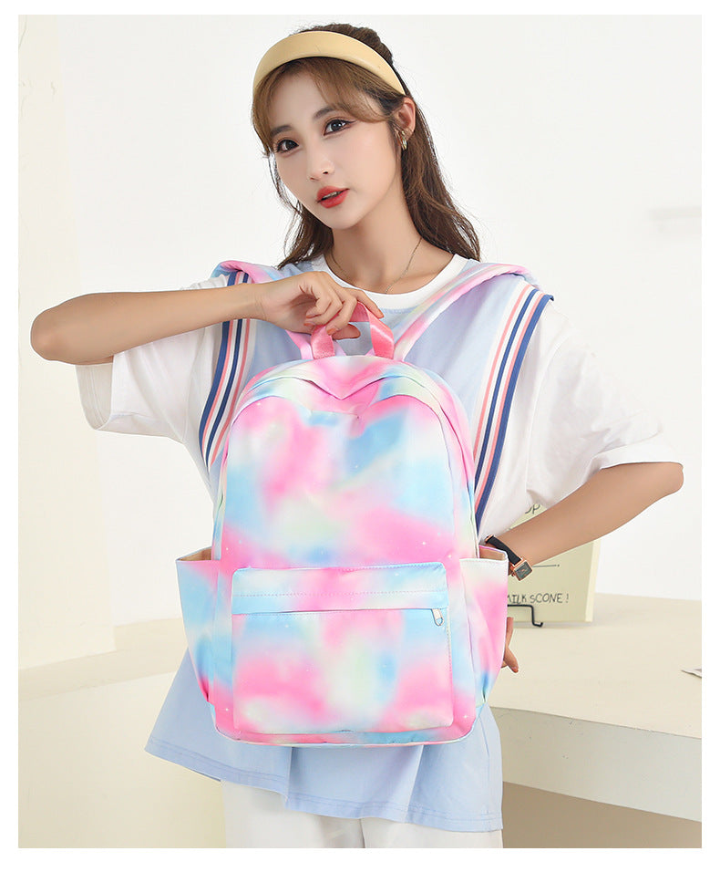 Kid Gradient Rainbow School Bag Large Capacity Backpack 3 Pcs Sets