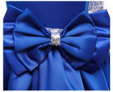 Kid Girl Princess Double Shoulder Bubble Sleeve Layer Bow Dresses