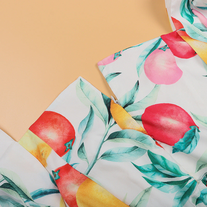 Family Matching Mother-daughter Lovely Print Summer Holiday Dresses