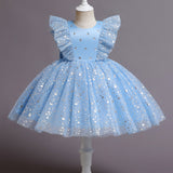 Kid Girl Flying Sleeve Princess Star Gauze Pompous Dresses