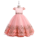 Kid Girl Princess Sleeveless Long Evening Catwalk Piano Performance Dresses
